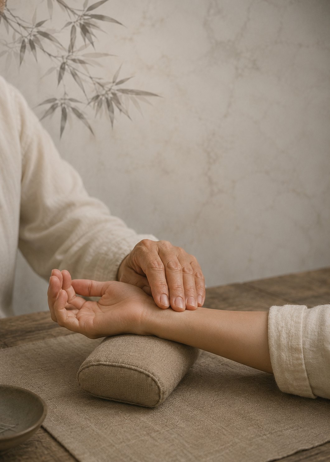 Pulse reading · hands, close and calm